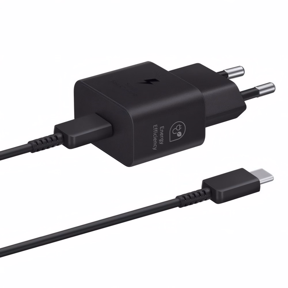 Hálózati adapter SAMSUNG EP-T2510EBE USB-C 25W PD QC + USB-C kábel fekete