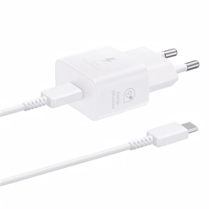 Hálózati adapter SAMSUNG EP-T2510EWE USB-C 25W PD QC + USB-C kábel fehér