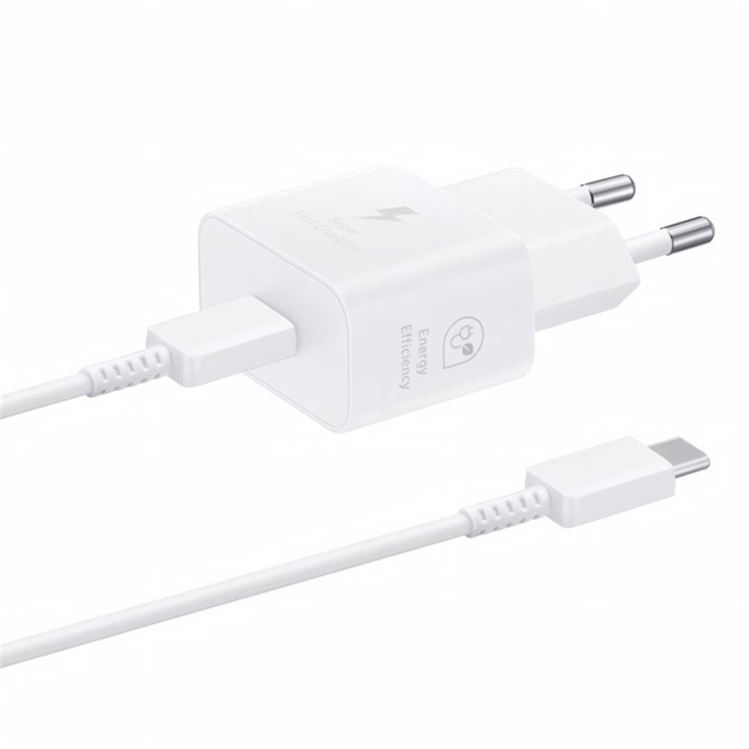 Hálózati adapter SAMSUNG EP-T2510EWE USB-C 25W PD QC + USB-C kábel fehér