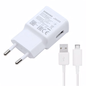 Hálózati adapter SAMSUNG EP-TA200EWE+EP-DG925UWE/ECB-DUEWE USB-A 15W QC + 1m Micro USB kábel fehér