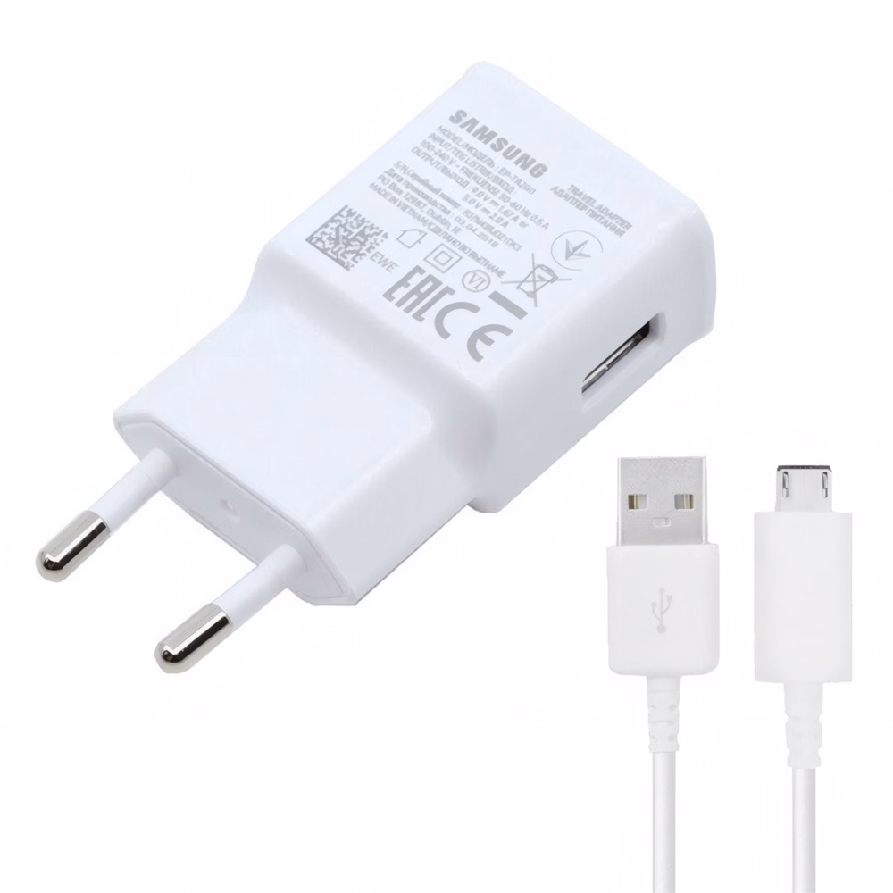 Hálózati adapter SAMSUNG EP-TA200EWE+EP-DG925UWE/ECB-DUEWE USB-A 15W QC + 1m Micro USB kábel fehér