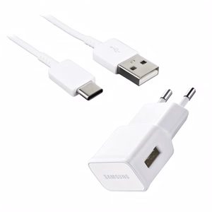Hálózati adapter SAMSUNG EP-TA50EWE_TYPEC USB-A 8W + USB-C kábel fehér