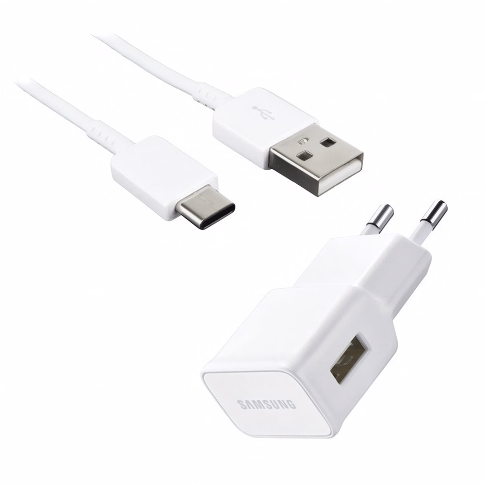Hálózati adapter SAMSUNG EP-TA50EWE_TYPEC USB-A 8W + USB-C kábel fehér