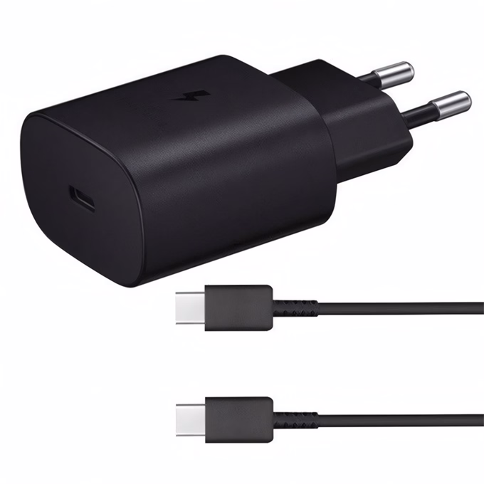 Hálózati adapter SAMSUNG EP-TA800EBE USB-C 25W PD QC + USB-C kábel fekete