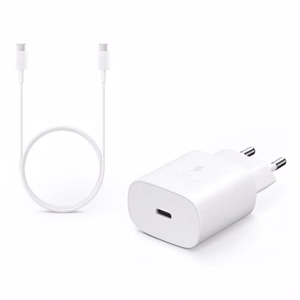 Hálózati adapter SAMSUNG EP-TA800EWE USB-C 25W PD QC + 1m USB-C kábel fehér