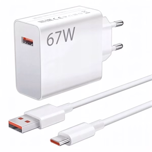 Hálózati adapter XIAOMI MDY-14-EW USB-A 67W PD QC + USB-C kábel fehér