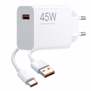 Hálózati adapter XIAOMI MDY-17-EF+TYPE-C USB-A 45W QC + USB-C kábel fehér