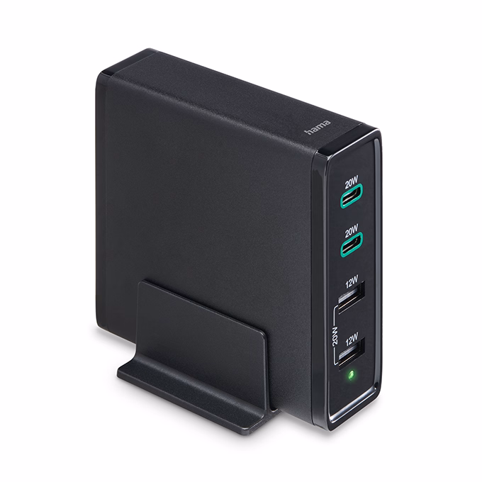 Hálózati töltő HAMA 2xUSB/2xUSB-C 60W fekete Hálózati töltő HAMA 2xUSB/2xUSB-C 60W fekete