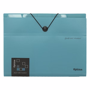 Harmónika mappa OPTIMA Office A/4 PP 6 részes gumis kék