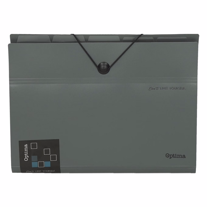 Harmónika mappa OPTIMA Office A/4 PP 6 részes gumis sötétszürke