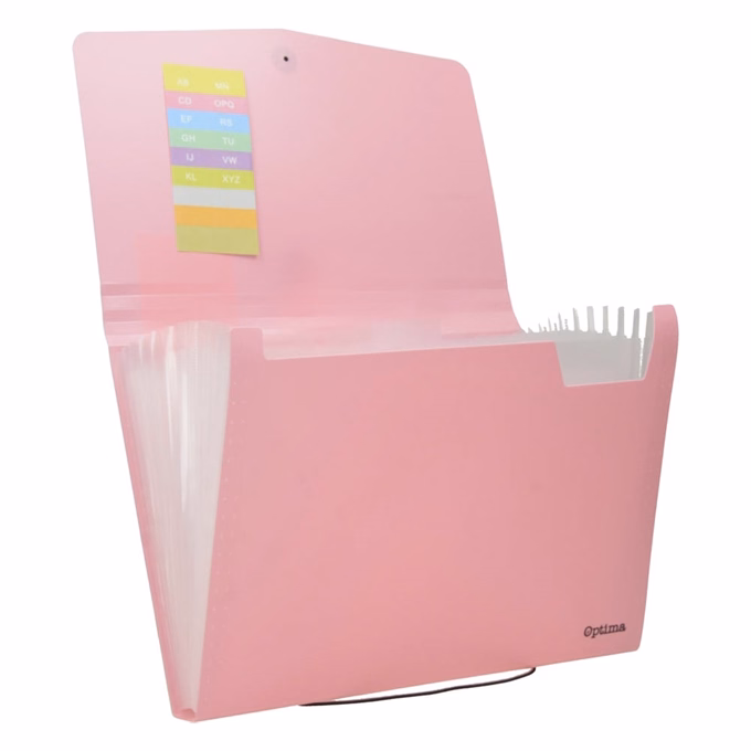 Harmónika mappa OPTIMA Pastel A/4 PP 12 részes gumis vegyes színek