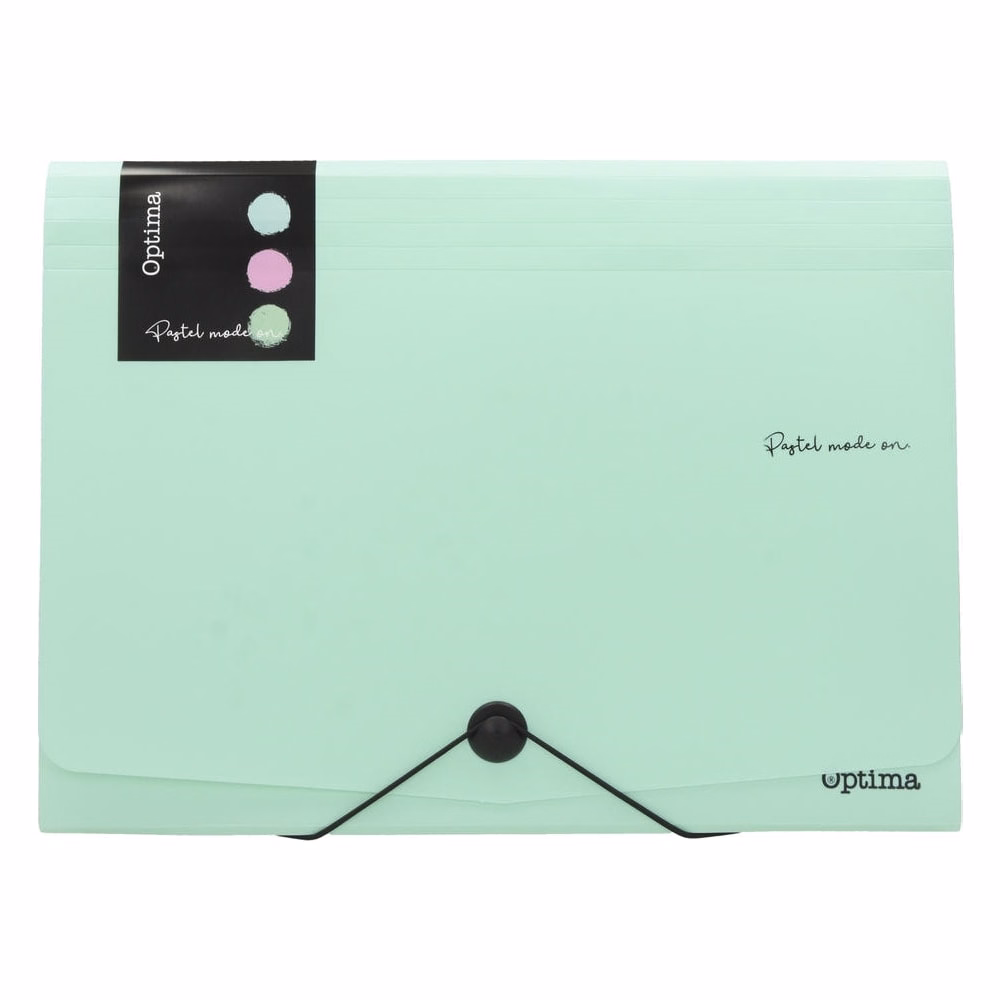 Harmónika mappa OPTIMA Pastel A/4 PP 12 részes gumis vegyes színek