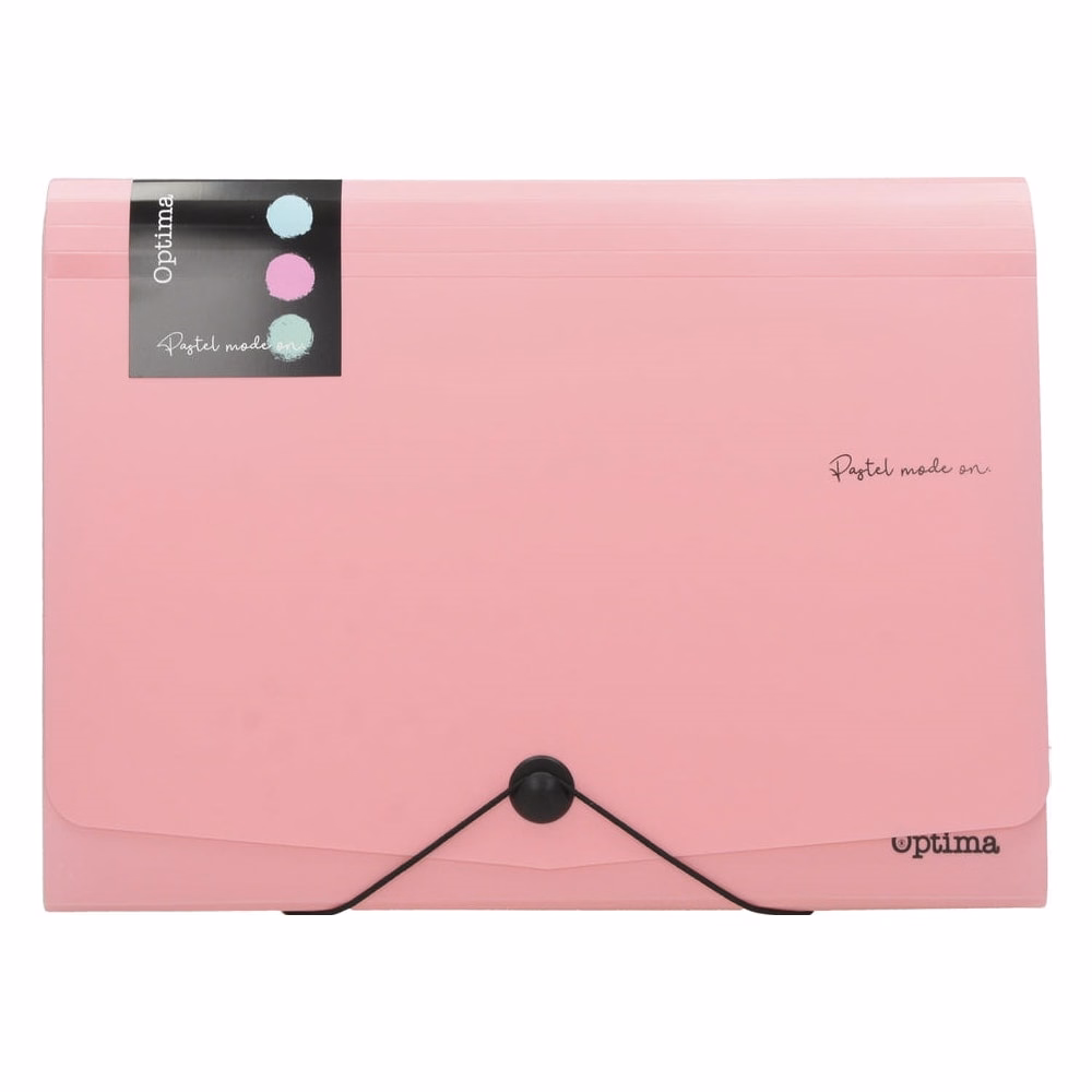 Harmónika mappa OPTIMA Pastel A/4 PP 12 részes gumis vegyes színek