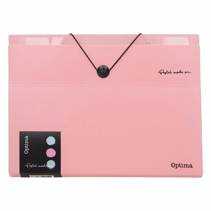 Harmónika mappa OPTIMA Pastel A/4 PP 6 részes gumis vegyes színek