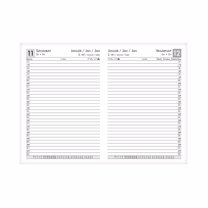 Határidőnapló ALISCA A/5 napi fehér lapos prémium 2026.