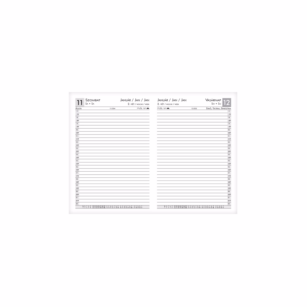 Határidőnapló ALISCA A/5 napi fehér lapos prémium 2026.