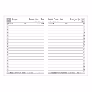 Határidőnapló ALISCA A/5 napi fehér lapos prémium bright 2026.