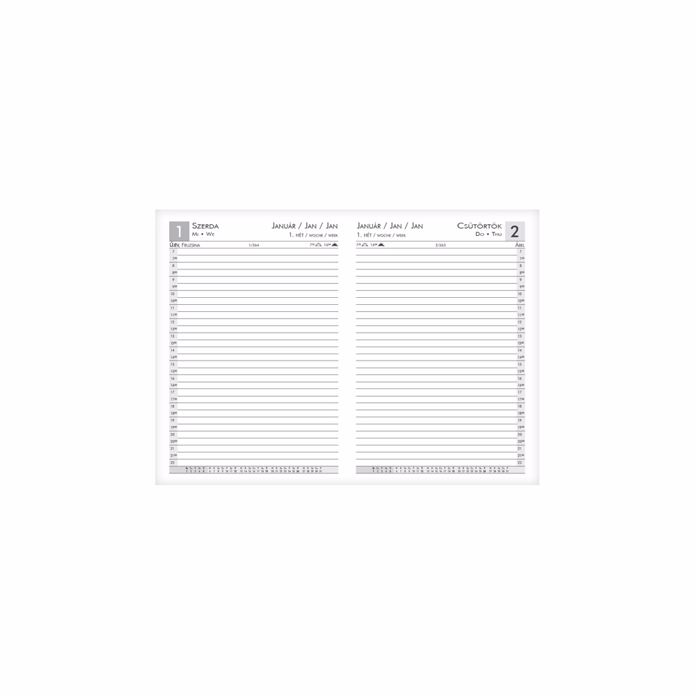 Határidőnapló ALISCA A/5 napi fehér lapos prémium bright 2026.