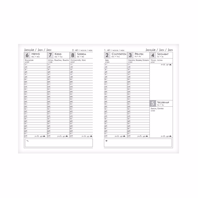 Határidőnapló ALISCA Liv B/6 heti fehér lapos vegyes  2026.