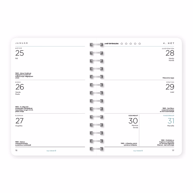 Határidőnapló LIZZYCALENDAR B/6 heti spirálozott gumis Grinning 2027