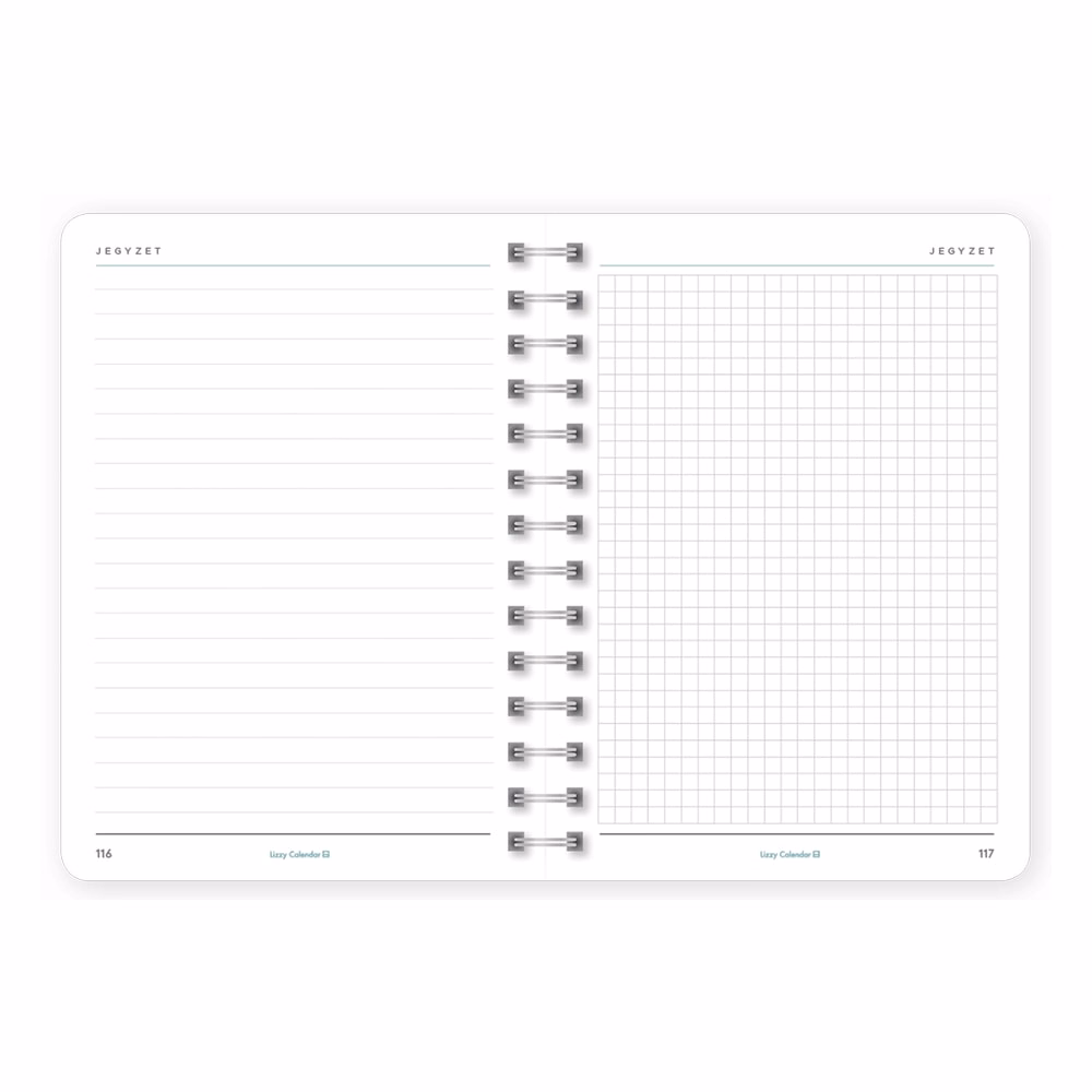 Határidőnapló LIZZYCALENDAR B/6 heti spirálozott gumis Grinning 2027