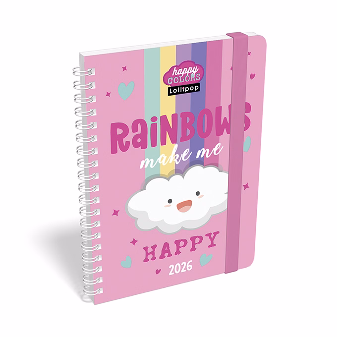 Határidőnapló LIZZY CARD B/6 heti spirálozott gumis Lollipop happy color 2026.