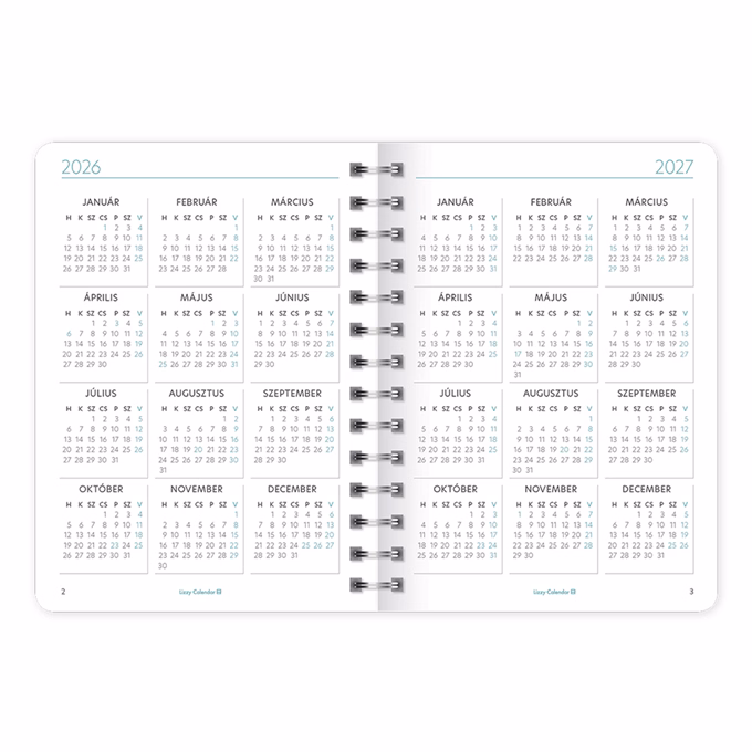 Határidőnapló LIZZY CARD B/6 heti spirálozott gumis Shark attack 2026.