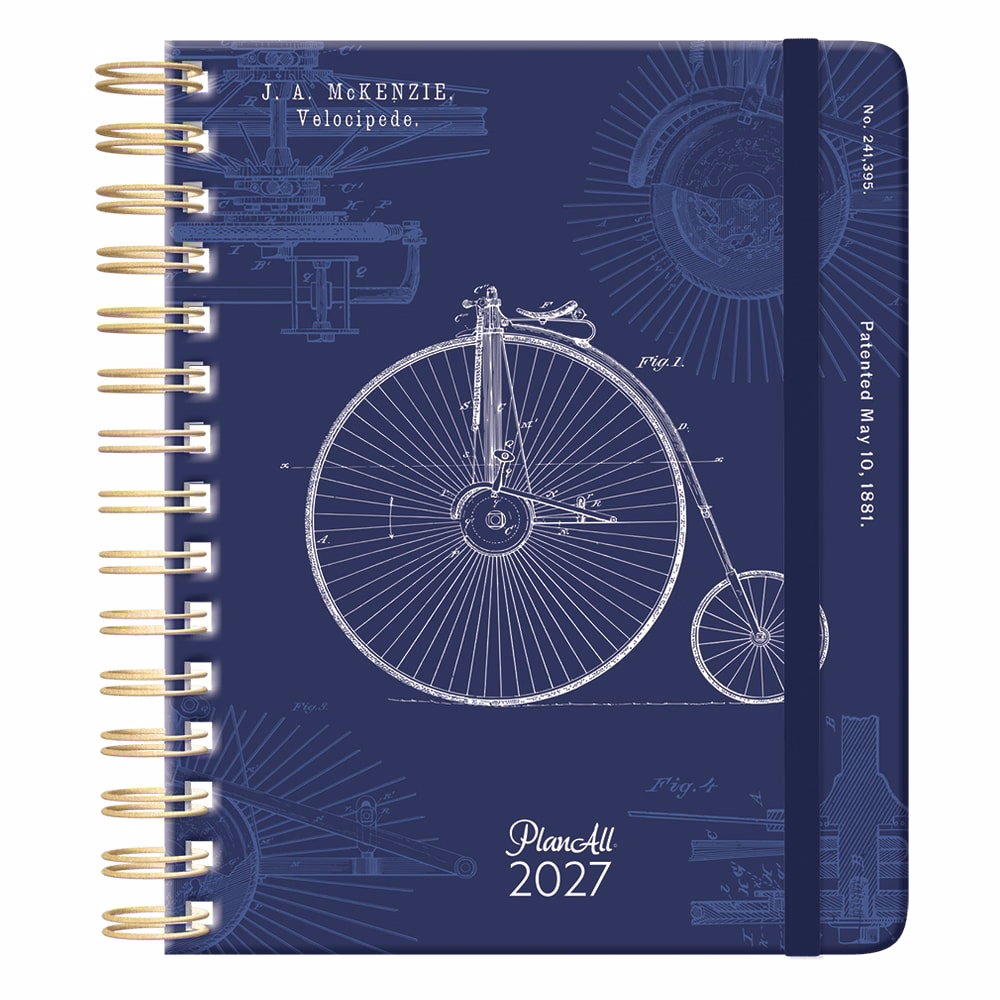 Határidőnapló PLANALL Classic B/5 heti spirálos keményfedelű gumis Blueprint 2027