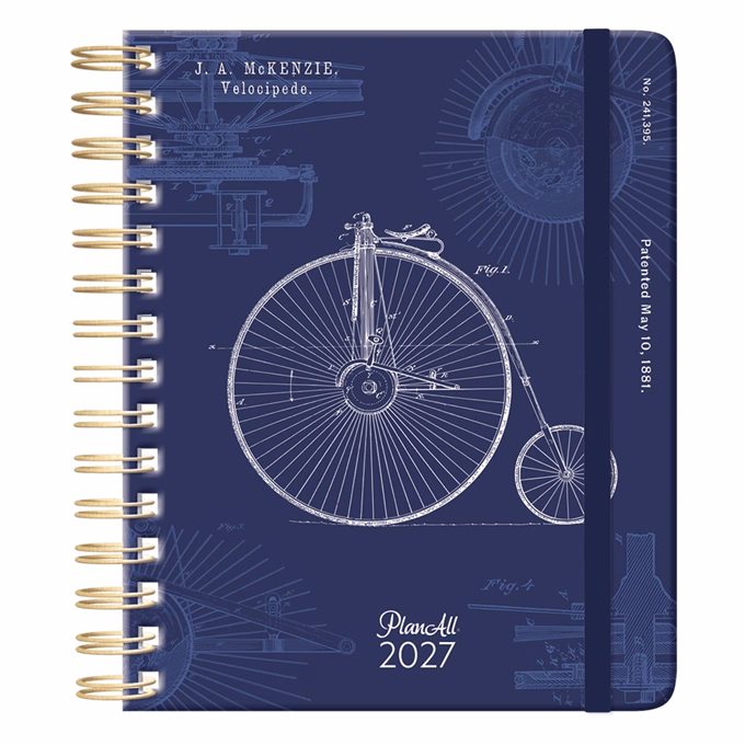 Határidőnapló PLANALL Classic B/5 heti spirálos keményfedelű gumis Blueprint 2027