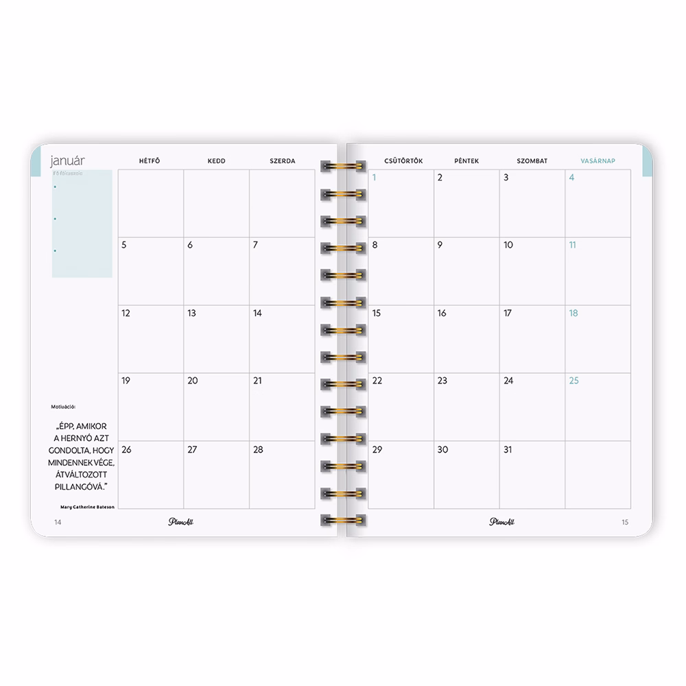 Határidőnapló PLANALL Classic B/5 heti spirálos keményfedelű gumis Chase 2026.
