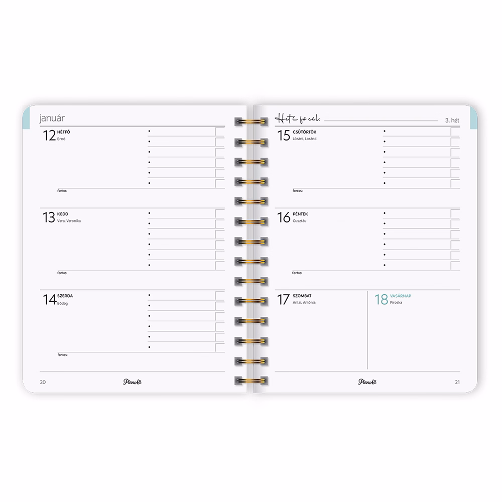 Határidőnapló PLANALL Classic B/5 heti spirálos keményfedelű gumis Chase 2026.