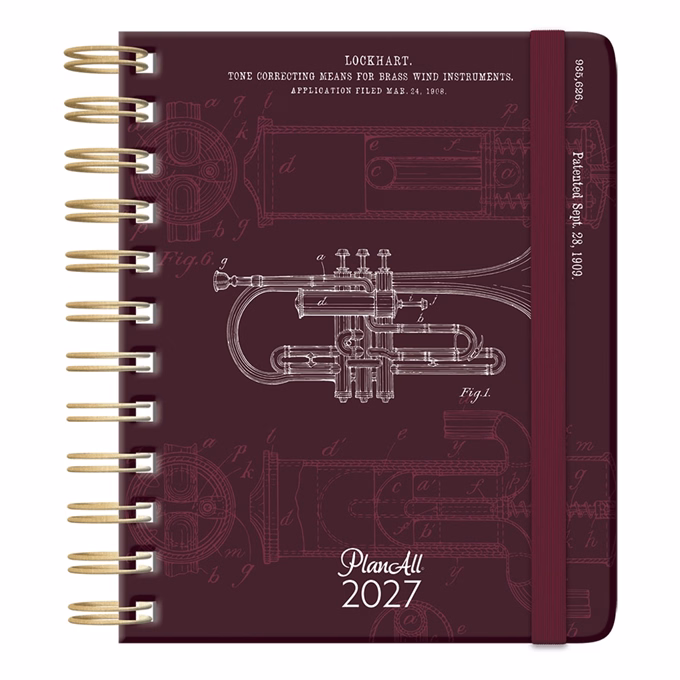 Határidőnapló PLANALL Midi B/6 heti spirálos keményfedelű gumis Dieline 2027