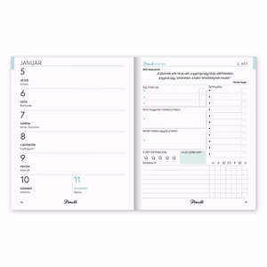 Határidőnapló PLANALL Mini A/6 heti keményfedelű aranyozott Turkoise 2026.