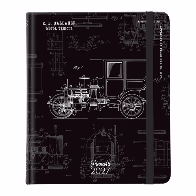 Határidőnapló PLANALL New Classic B/5 heti spirálos keményfedelű gumis Cut 2027