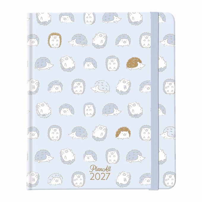 Határidőnapló PLANALL New Classic B/5 heti spirálos keményfedelű gumis Hedgehog 2027