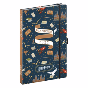 Határidőnapló REALSYSTEM 130x210 mm 2 hét oldalpáronként sárga lapos Harry Potter - Hogwarts 2027