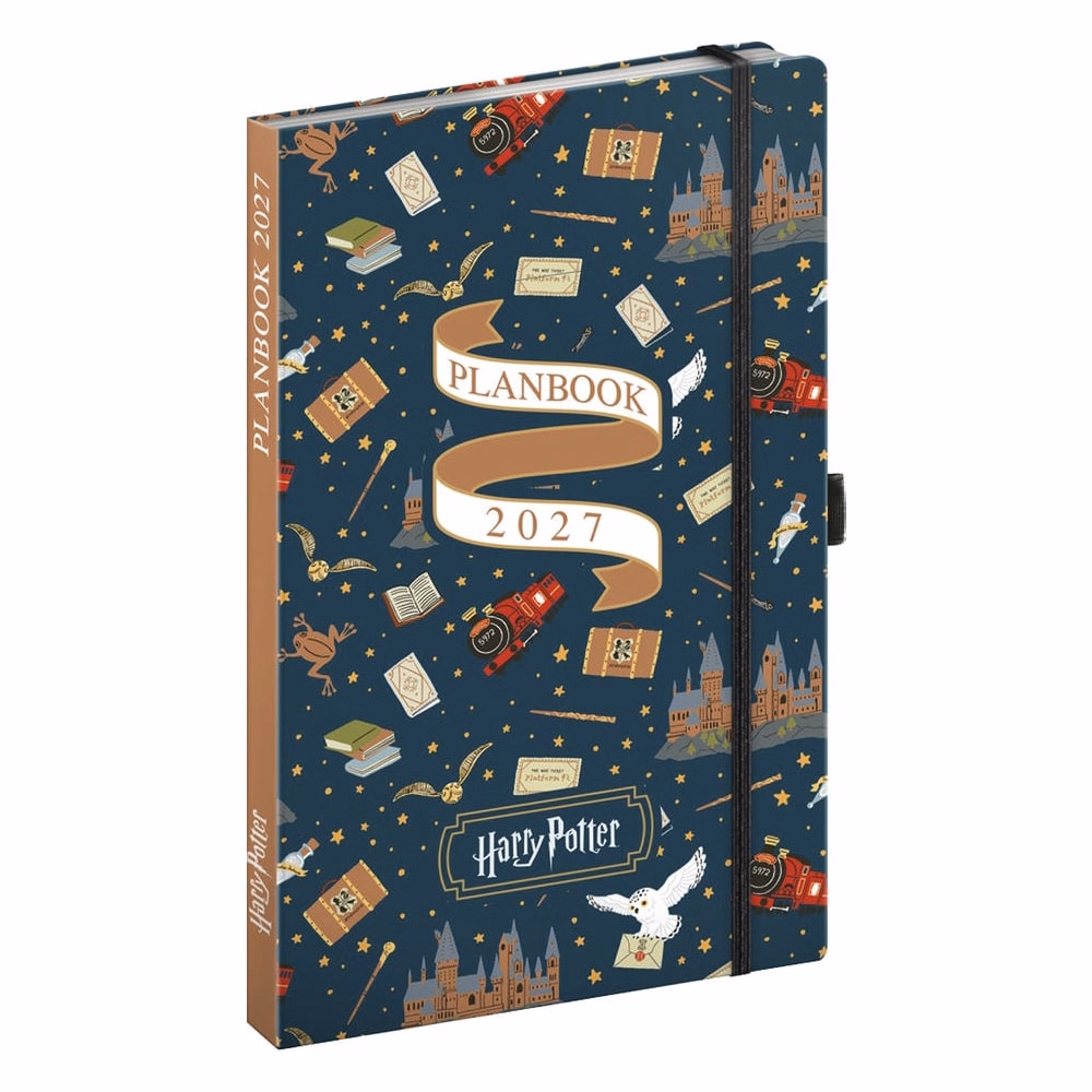 Határidőnapló REALSYSTEM 130x210 mm 2 hét oldalpáronként sárga lapos Harry Potter - Hogwarts 2027