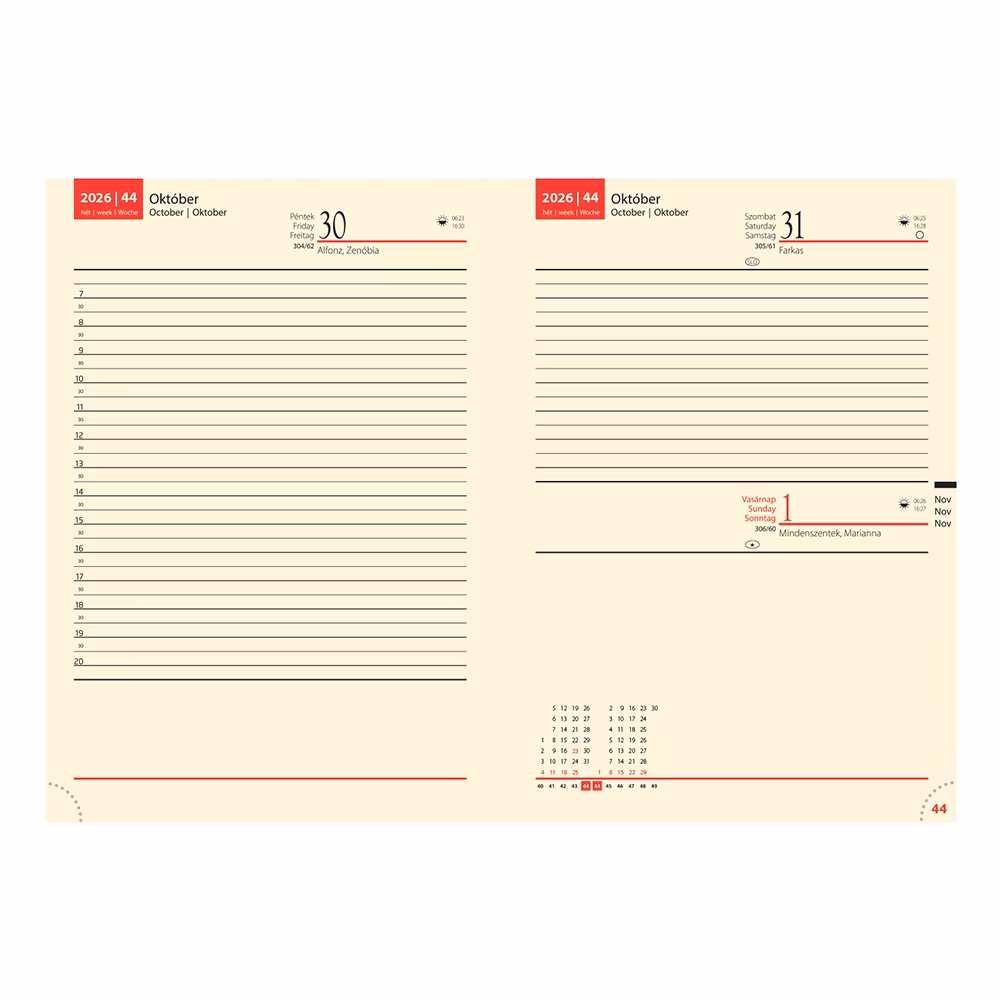 Határidőnapló REALSYSTEM Bolero A/5 napi sárga lapos drapp 2026.