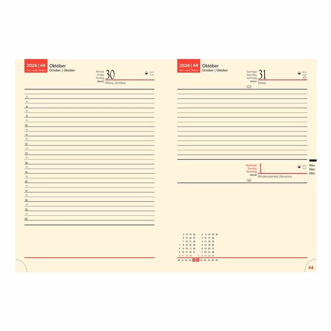 Határidőnapló REALSYSTEM Bolero A/5 napi sárga lapos kék 2026.