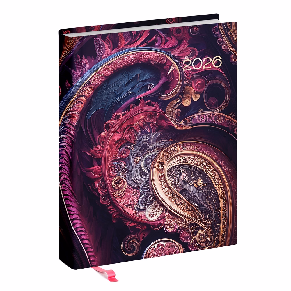 Határidőnapló REALSYSTEM Librobello "Hölgyeknek" B/6 napi fehér lapos 3D lakk+ élfestés Fraktál 2026. Határidőnapló REALSYSTEM Librobello "Hölgyeknek" B/6 napi fehér lapos 3D lakk+ élfestés Fraktál 2026.