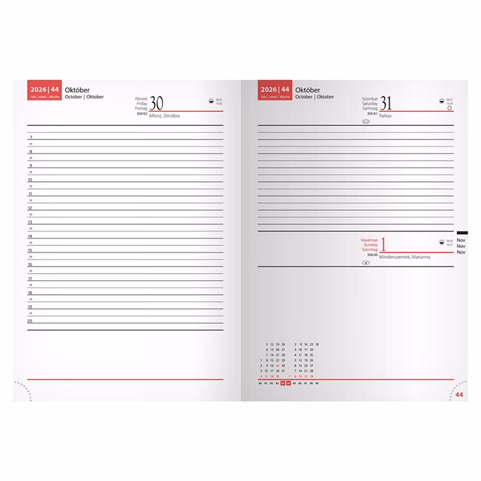 Határidőnapló REALSYSTEM Picture A/5 napi fehér lapos Fraktál 2026.