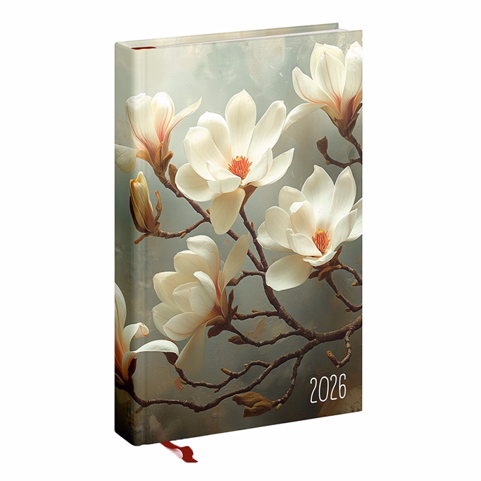 Határidőnapló REALSYSTEM Picture A/5 napi fehér lapos Magnólia 2026.