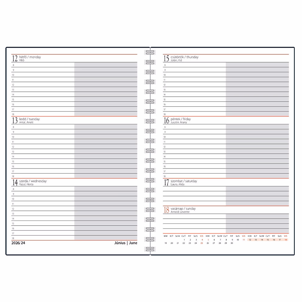 Határidőnapló REALSYSTEM SP1 spirál A/5 heti fehér lapos mozaik 2026.