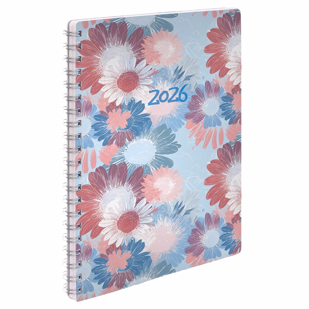 Határidőnapló REALSYSTEM SP1 spirál A/5 heti fehér lapos virágok 2026. Határidőnapló REALSYSTEM SP1 spirál A/5 heti fehér lapos virágok 2026.