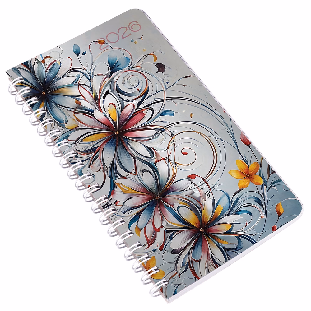 Határidőnapló REALSYSTEM SP2 spirál A/6 heti fehér lapos absztrakt  2026.