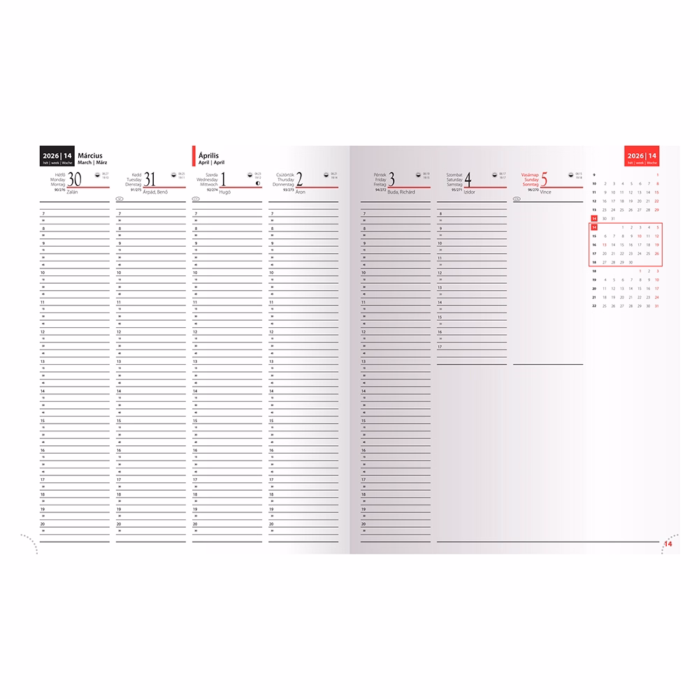 Határidőnapló REALSYSTEM Standard A/4S heti fehér lapos drapp 2026.