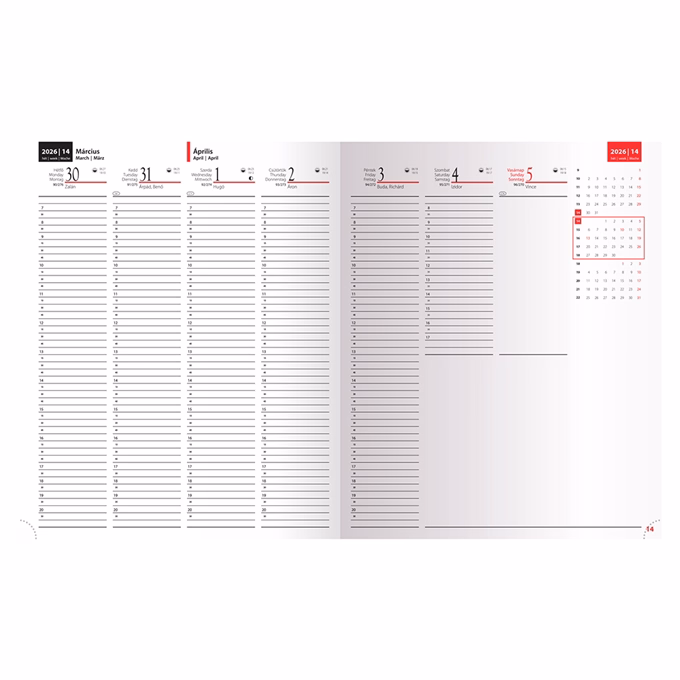 Határidőnapló REALSYSTEM Standard A/4S heti fehér lapos zöld 2026.