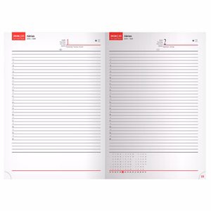 Határidőnapló REALSYSTEM Standard B/5 napi fehér lapos bordó 2026.