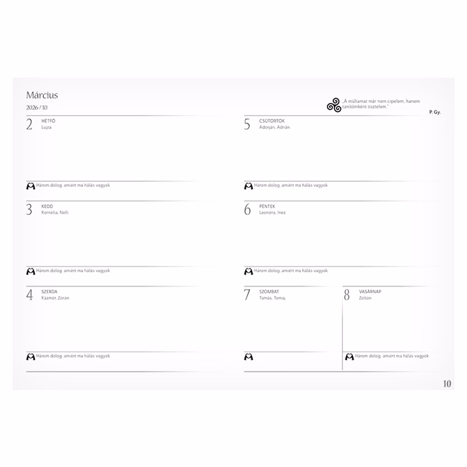 Határidőnapló REALSYSTEM Womanext A/5 heti fehér lapos Fiji Fever 2026.