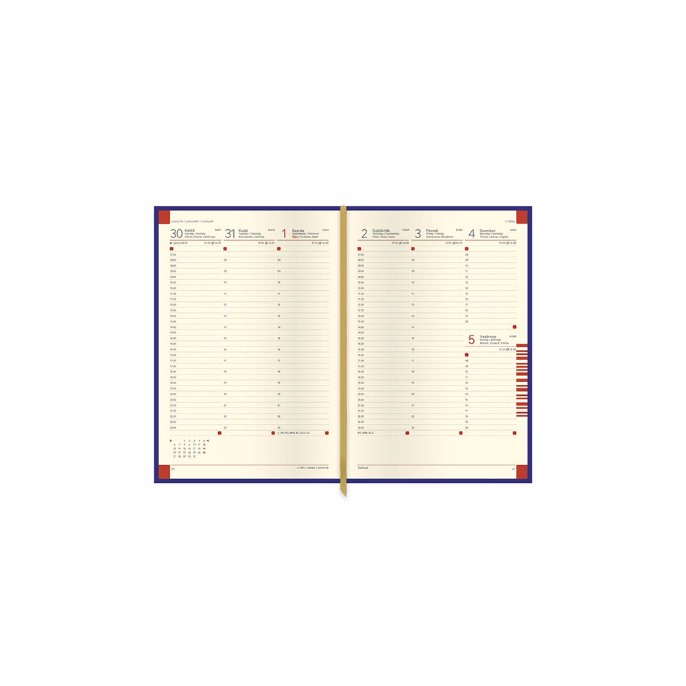 Határidőnapló TOPTIMER Business B011 B/5 heti sárga lapos kék 2026.